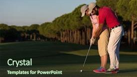  Presentation with personal leadership plan - Slide deck having male golf instructor teaching female background and a tawny brown colored foreground