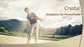  Presentation with golf - Amazing PPT layouts having male golf player in blue backdrop and a cream colored foreground