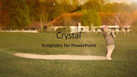  Presentation with golf player playing - Cool new slide set with golf player pitching from bunker backdrop and a gold colored foreground
