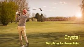  Presentation with golf - Amazing slide set having male golf player swinging golf backdrop and a tawny brown colored foreground