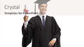  Presentation with diploma - Colorful PPT layouts enhanced with male-graduate-holding-a-diploma backdrop and a light gray colored foreground