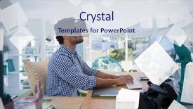  Presentation with virtual reality - PPT theme featuring male graphic designer in virtual background and a  colored foreground