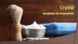  Presentation with barber - Colorful PPT layouts enhanced with male grooming - barber brush shaving foam backdrop and a tawny brown colored foreground