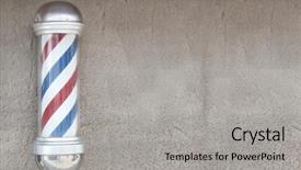  Presentation with barber - Presentation theme enhanced with male grooming - barber pole on stone wall background and a light gray colored foreground