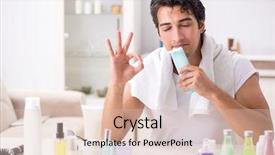  Presentation with meat hygiene - PPT theme featuring male grooming - young handsome man background and a lemonade colored foreground