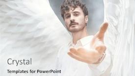  Presentation with call out diagrams - Slide set enhanced with male-guardian-angel-holds-out background and a white colored foreground