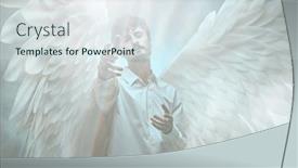  Presentation with call out diagrams - Slides with male-guardian-angel-holds-out background and a sky blue colored foreground