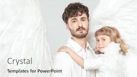  Presentation with angel baby - Slide set enhanced with male-guardian-angel-holds background and a sky blue colored foreground