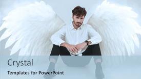  Presentation with angel - PPT layouts consisting of male-guardian-angel-looks and a light blue colored foreground