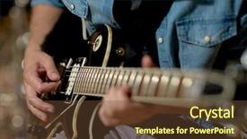  Presentation with music instruments - Beautiful PPT layouts featuring male guitarist playing electric backdrop and a tawny brown colored foreground