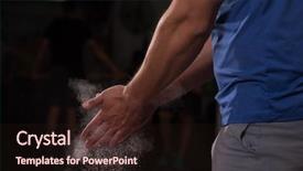  Presentation with magnesium - Slide set having male gymnastic - gym chalk magnesium carbonate hands background and a wine colored foreground