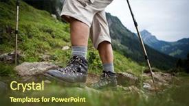  Presentation with hiking - Slide deck consisting of male gymnastic - hiking in high mountains motion background and a  colored foreground