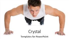  Presentation with exercise sport - Slide deck enhanced with male gymnastic - young sport man fitness muscle background and a  colored foreground