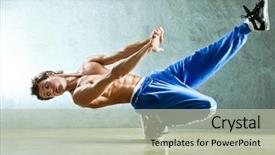  Presentation with break dance - Presentation with male gymnastic - young strong man break dance background and a mint green colored foreground