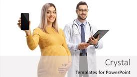  Presentation with gynecologist - Presentation featuring male-gynecologist-and-a-pregnant background and a white colored foreground