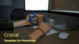  Presentation with hacker - Slides enhanced with male-hacker-eats-at-monitor background and a tawny brown colored foreground