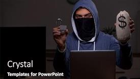  Presentation with firewall - Beautiful PPT theme featuring male-hacker-hacking-security-firewall backdrop and a black colored foreground