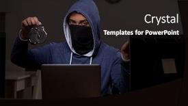  Presentation with firewall - Colorful presentation theme enhanced with male-hacker-hacking-security-firewall backdrop and a dark gray colored foreground