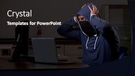  Presentation with firewall - Cool new slide deck with male-hacker-hacking-security-firewall backdrop and a dark gray colored foreground