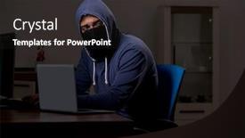  Presentation with firewall - Cool new slide set with male-hacker-hacking-security-firewall backdrop and a dark gray colored foreground