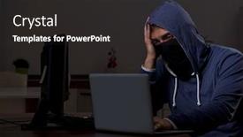  Presentation with firewall - Beautiful theme featuring male-hacker-hacking-security-firewall backdrop and a dark gray colored foreground