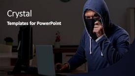  Presentation with firewall - PPT layouts enhanced with male-hacker-hacking-security-firewall background and a dark gray colored foreground