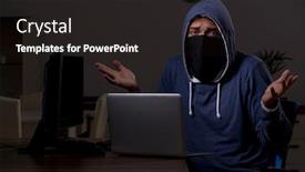  Presentation with firewall - Presentation theme with male-hacker-hacking-security-firewall background and a dark gray colored foreground
