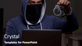  Presentation with firewall - PPT theme enhanced with male-hacker-hacking-security-firewall background and a black colored foreground