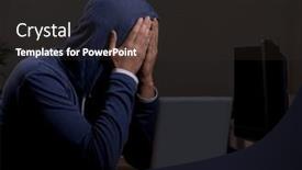  Presentation with firewall - Slide deck enhanced with male-hacker-hacking-security-firewall and a  colored foreground