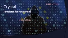  Presentation with hacker - Colorful presentation theme enhanced with male hacker in black hoodie backdrop and a navy blue colored foreground