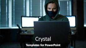  Presentation with hacker - Cool new PPT theme with male-hacker-in-hood-holds backdrop and a black colored foreground