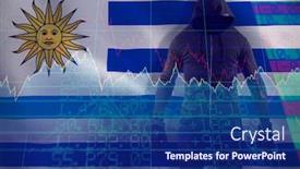  Presentation with computer hacker hoodie in - Presentation design enhanced with male hacker wearing black hoodie while standing against stocks and shares background and a navy blue colored foreground