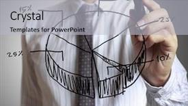  Presentation with grab hand - Beautiful slide set featuring male hand drawing a graph backdrop and a light gray colored foreground