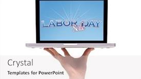  Presentation with labor - Cool new presentation design with male-hand-holding-a-laptop backdrop and a lemonade colored foreground