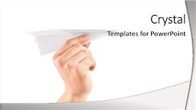  Presentation with airplane - Slide set featuring male hand holding a paper background and a white colored foreground