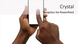  Presentation with hand holding colorful brain sketch - Presentation theme with male hand holding a smartphone background and a white colored foreground