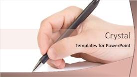  Presentation with writing pen - Slides with male hand holding and writing pen background and a lemonade colored foreground