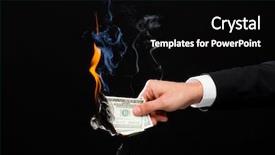 Presentation with bankruptcy - PPT layouts with male hand holding burning background and a black colored foreground