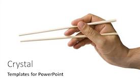  Presentation with clipping - Slides enhanced with male hand holding chop sticks background and a white colored foreground