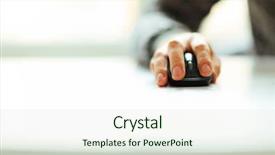  Presentation with computer - Presentation theme featuring male hand holding computer mouse background and a soft green colored foreground