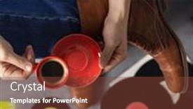  Presentation with leather shoes - Cool new theme with male-hand-holding-cup backdrop and a tawny brown colored foreground