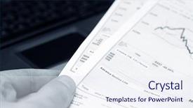  Presentation with financial report - Slide set featuring male hand holding financial reports background and a sky blue colored foreground