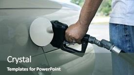  Presentation with gas pump - PPT layouts featuring male hand holding gas pump background and a dark gray colored foreground