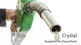  Presentation with fossil fuel - Audience pleasing slide set consisting of male hand holding gas pump backdrop and a white colored foreground