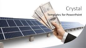  Presentation with solar - Slide deck featuring male-hand-holding-money background and a white colored foreground