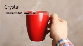  Presentation with red - Presentation design featuring male hand holding red cup background and a soft green colored foreground