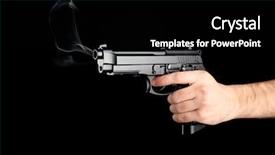  Presentation with black-hand - Presentation design enhanced with male hand holding smoking gun background and a black colored foreground