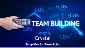  Presentation with building team - Audience pleasing presentation theme consisting of male-hand-holding-wireless-peripheral backdrop and a navy blue colored foreground