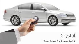  Presentation with car key - Slide set featuring male-hand-in-a-suit background and a white colored foreground