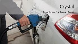  Presentation with petrol station - Cool new PPT theme with male hand pumping petrol backdrop and a light gray colored foreground